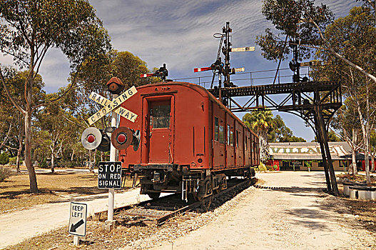 老,铁路,货车,城镇,乡村,弯曲,澳大利亚