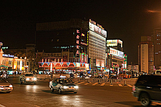站前广场,夜晚,哈尔滨,黑龙江,中国