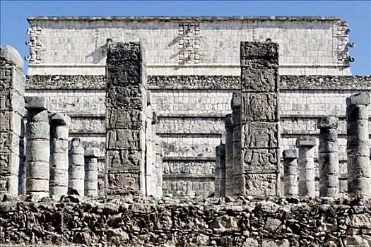 柱子,奇琴伊察,尤卡坦半岛,墨西哥,中美洲