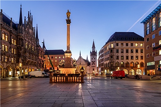 老市政厅,玛利亚广场,早晨,慕尼黑,巴伐利亚,德国
