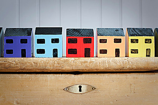 彩色,模型,房子,柜橱