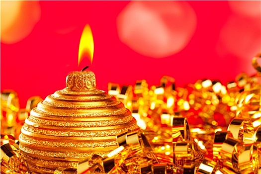 圣诞贺卡,金色,小玩意,蜡烛,闪亮装饰物