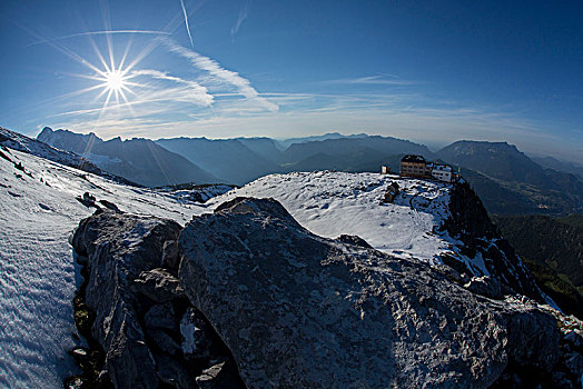 逆光,贝希特斯加登阿尔卑斯山,上巴伐利亚,巴伐利亚,德国