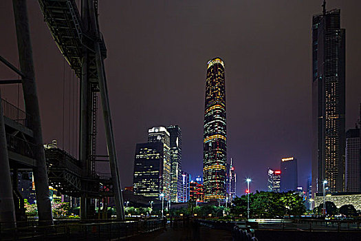 摩天大楼,夜晚,新城,广州,广东,中国,亚洲