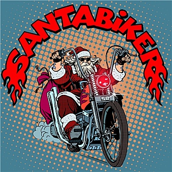 圣诞老人,骑车,摩托车,圣诞礼物