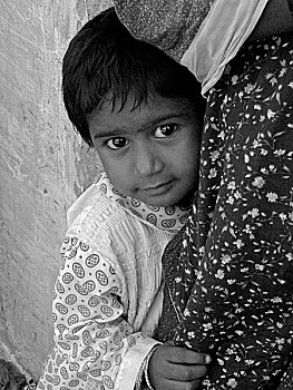 孩子,巴基斯坦人,父亲,寻找,蔽护,后面,卡拉奇,巴基斯坦,四月,2007年