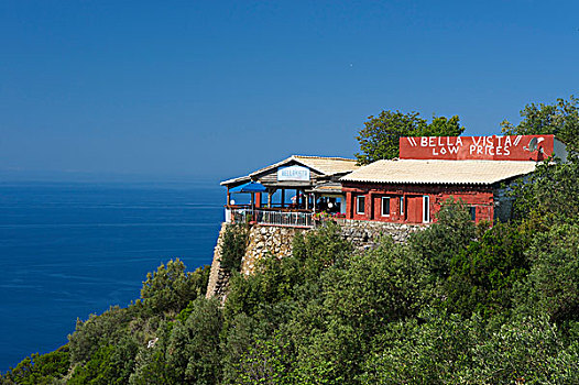 餐馆,高处,科孚岛,爱奥尼亚群岛,希腊,欧洲