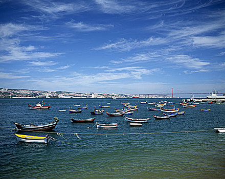 葡萄牙,里斯本,捕鱼者,船,河