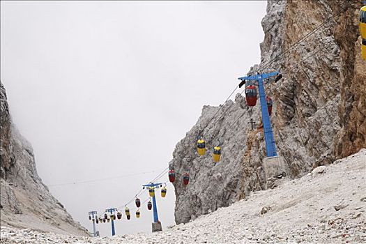 滑雪缆车,山,白云岩,意大利