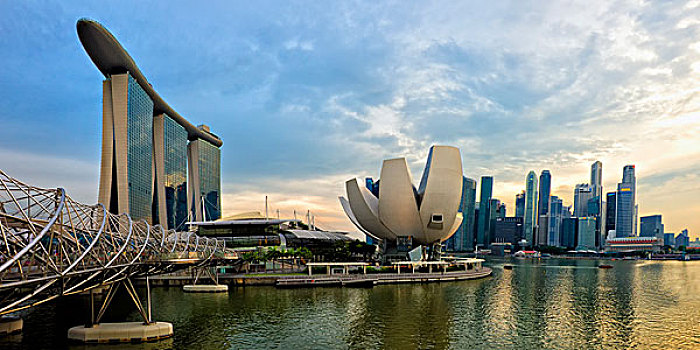 码头,湾,日落,新加坡,亚洲