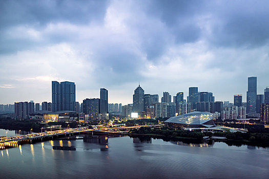 沈阳城市街景夜景浑河风光