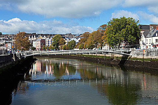 千禧桥,上方,河,科克市,城市,科克郡,爱尔兰