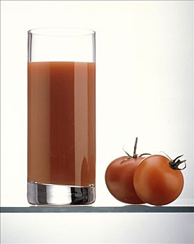 高,玻璃杯,番茄汁,西红柿