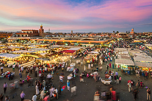 市场,广场,日落,马拉喀什,摩洛哥,北非