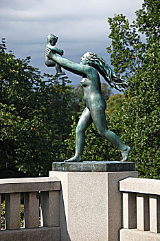 雕塑,维格兰,公园,福洛格纳公园,奥斯陆,挪威,欧洲