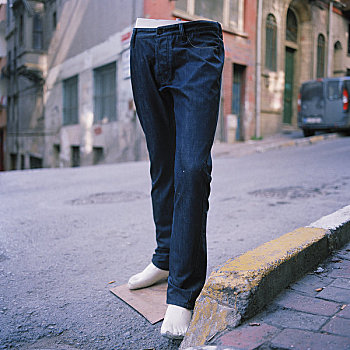 假人,穿,蓝色牛仔裤,伊斯坦布尔,土耳其