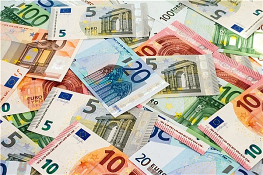 堆积,不同,欧元,货币