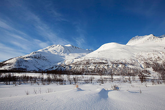山,冬天,特罗姆瑟,挪威,欧洲