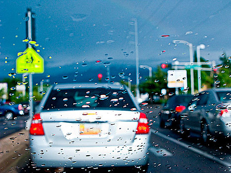 美国,新墨西哥,汽车,看,风,雨滴