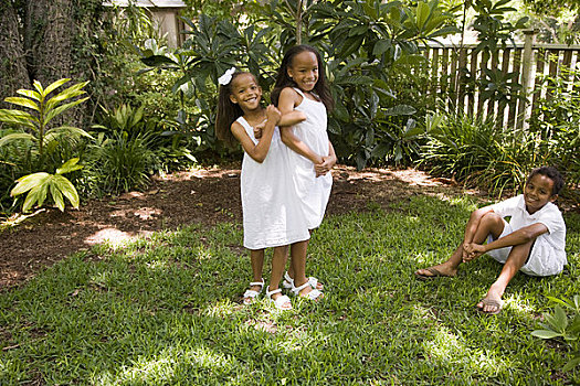肖像,高兴,少儿,美国黑人,孩子,玩,户外,花园,区域