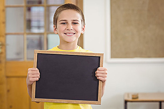 微笑,学生,拿着,黑板,教室,头像,学校