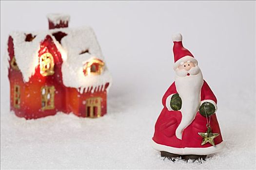 圣诞节,房子,圣诞老人,粘土,人造,雪
