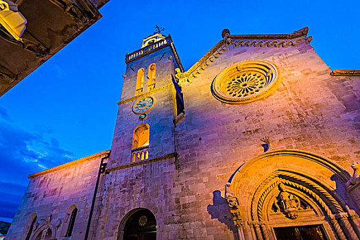 大教堂,黄昏,达尔马提亚,克罗地亚