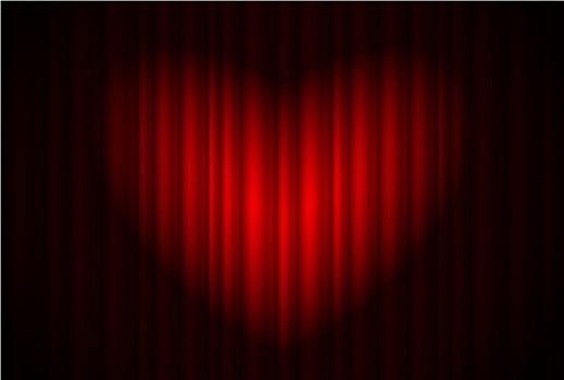 舞台,红色,帘,聚光灯,心形