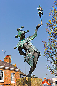 雕塑,管家,街道,埃文河畔斯特拉特福,沃里克郡,英格兰,英国,欧洲