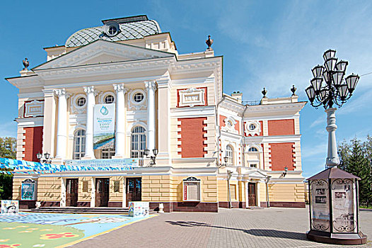 剧院,历史名城,中心,伊尔库茨克,西伯利亚,俄罗斯,欧洲