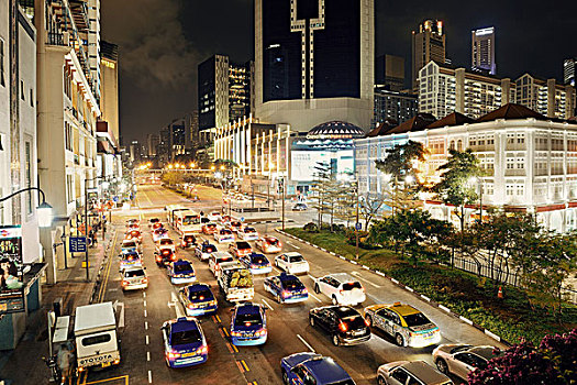 新加坡,新加坡城,城市街道,夜景,四月,独立日,金融中心,世界,港口