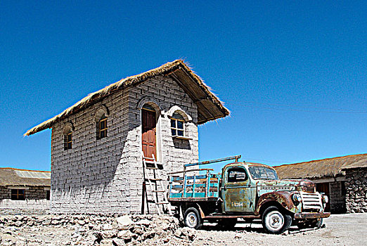 玻利维亚,盐,房子,卡车