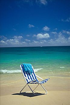 沙滩椅,海岸线,水,漂亮,白沙,清晰,青绿色