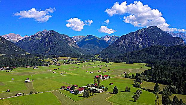 风景,靠近,奥伯斯多夫,高,阿尔卑斯山,斯瓦比亚,巴伐利亚,德国