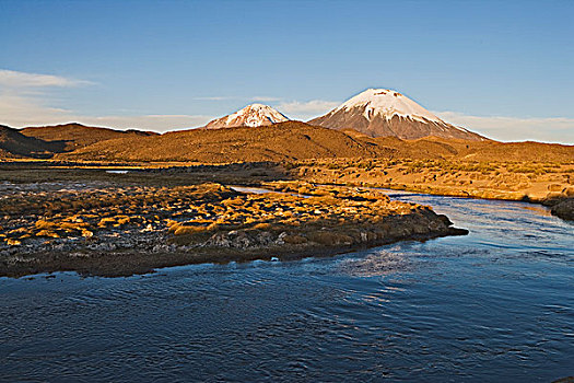 日落,上方,高原,拉乌卡国家公园,智利