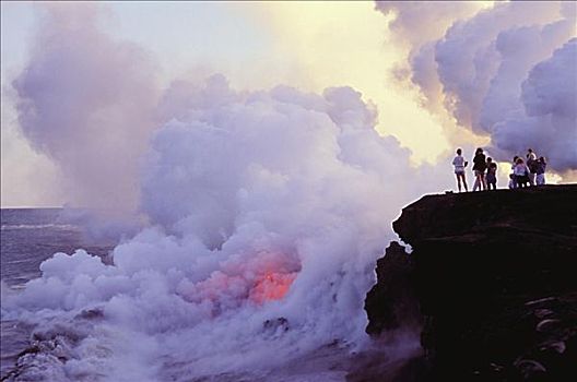 夏威夷,夏威夷大岛,熔岩流,海洋