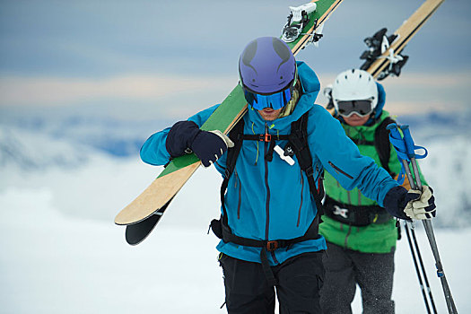 风景,男性,滑雪,雪中,隆河阿尔卑斯山省,法国