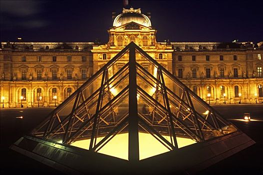 卢浮宫,夜晚,巴黎,法国