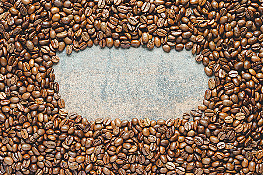 咖啡豆,背景,椭圆,留白,文字,俯视