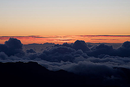 黎明,高处,云,上面,毛伊岛