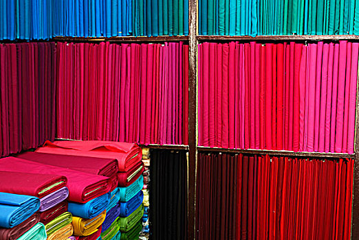 彩色,布,架子,加德满都,尼泊尔,亚洲