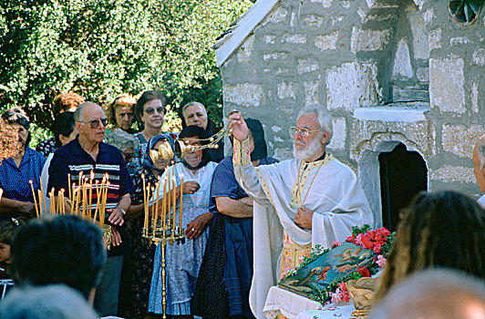 牧师,表演,仪式,阿洛尼索斯岛,希腊,艺术家