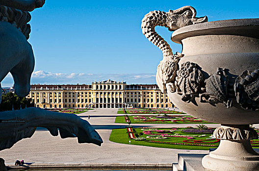 风景,喷泉,宫苑,城堡,美泉宫,宫殿,维也纳,奥地利,欧洲