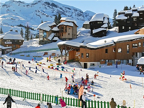 滑雪,孩子,区域,阿沃利亚兹,城镇,阿尔卑斯山,法国