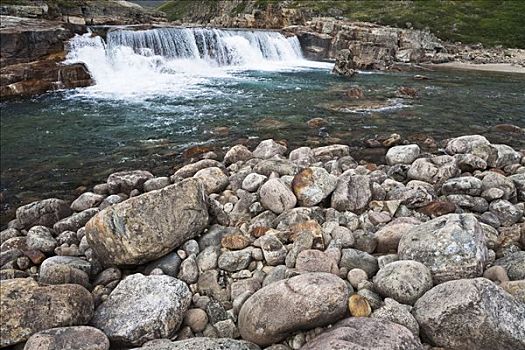 瀑布,河,自然保护区,巴芬岛,加拿大