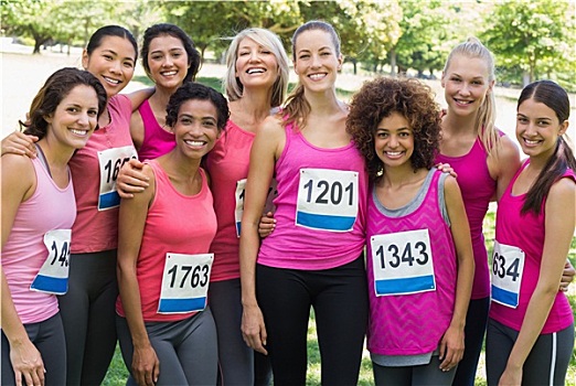 群体,女人,参与,乳腺癌,马拉松