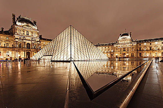 玻璃金字塔,卢浮宫,巴黎,法兰西岛,区域,法国,欧洲