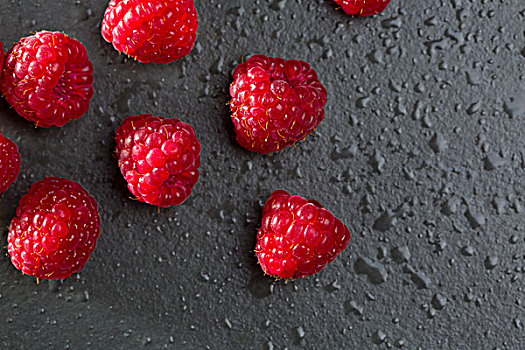 浆果,树莓,黑色背景,背景,微距,特写,淡水