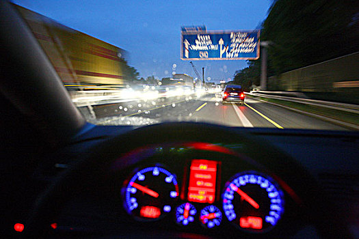 晚间,高速公路,重,交通,波鸿,北莱茵威斯特伐利亚,德国,欧洲