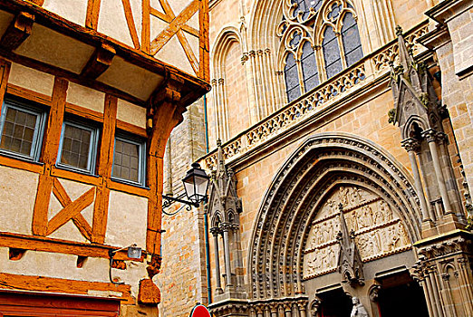 中世纪,房子,大教堂,瓦纳,法国